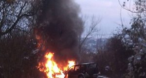 Две коли изгоряха след челен удар